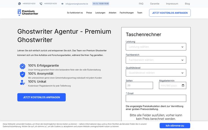 Zrzut ekranu premiumghostwriter.de