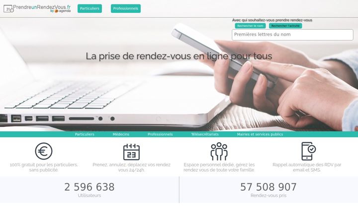 Screenshot of prendreunrendezvous.fr