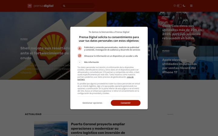 Kuvakaappaus sivustosta prensadigital.cl