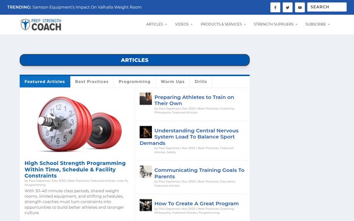 Screenshot of prepstrengthcoach.com