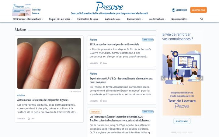 Screenshot of prescrire.org