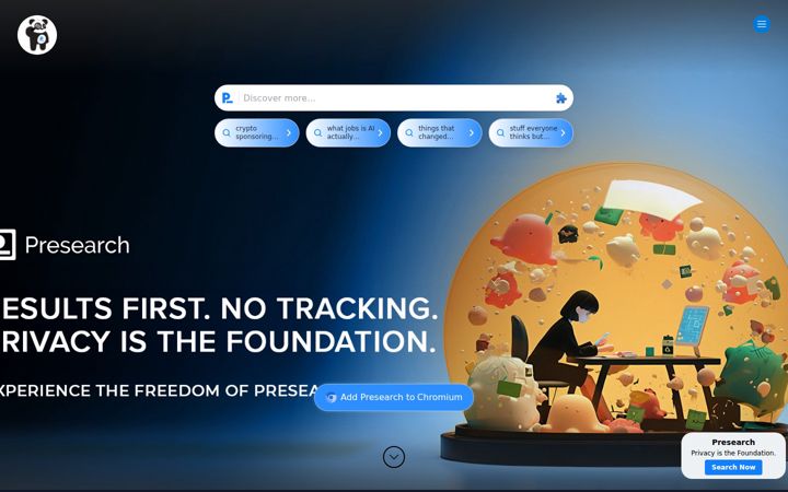 Screenshot of presearch.com