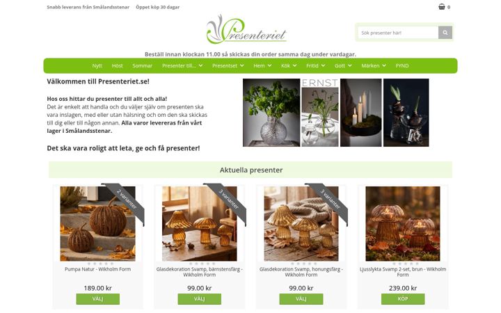 Screenshot of presenteriet.se