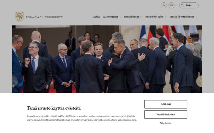 Screenshot of presidentti.fi