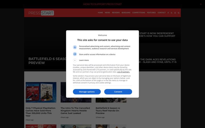 Screenshot of press-start.com.au