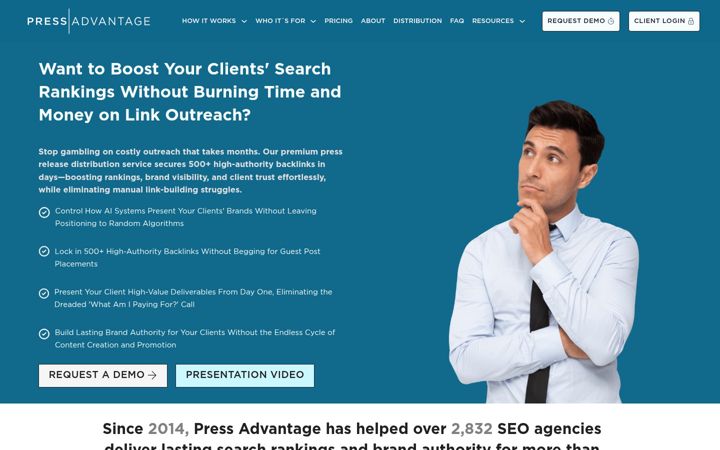 Screenshot of pressadvantage.com