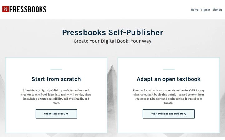 Screenshot of pressbooks.pub
