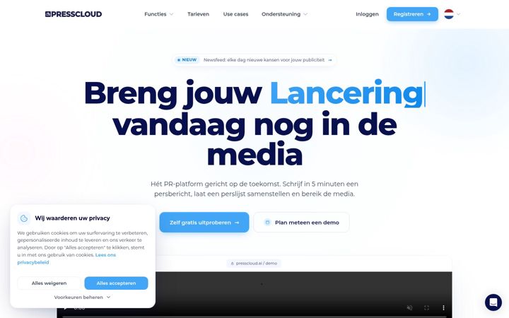 Screenshot ta' presscloud.ai