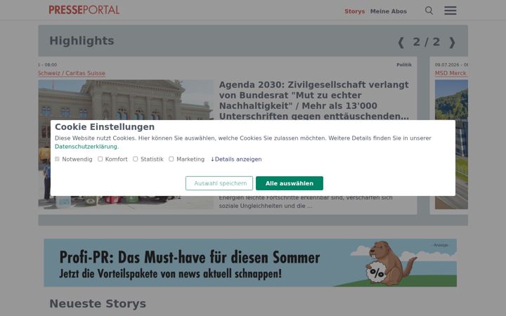 Screenshot of presseportal.ch