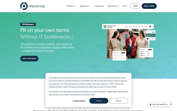 Screenshot του presspage.com