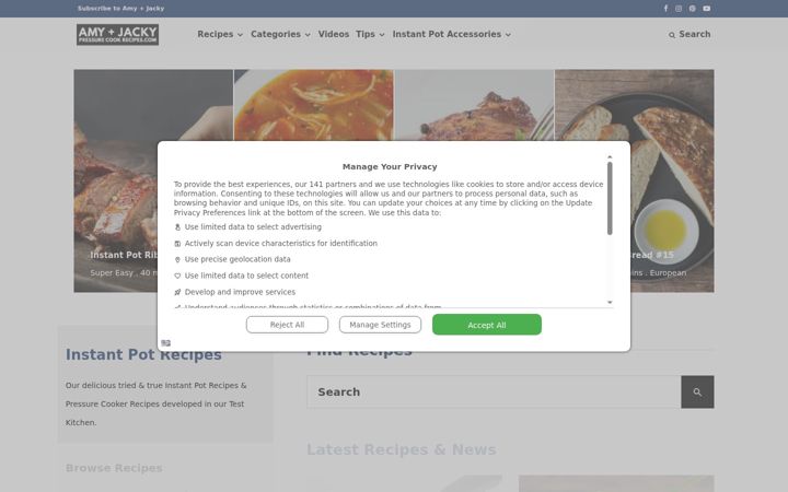 Ekrano kopija pressurecookrecipes.com