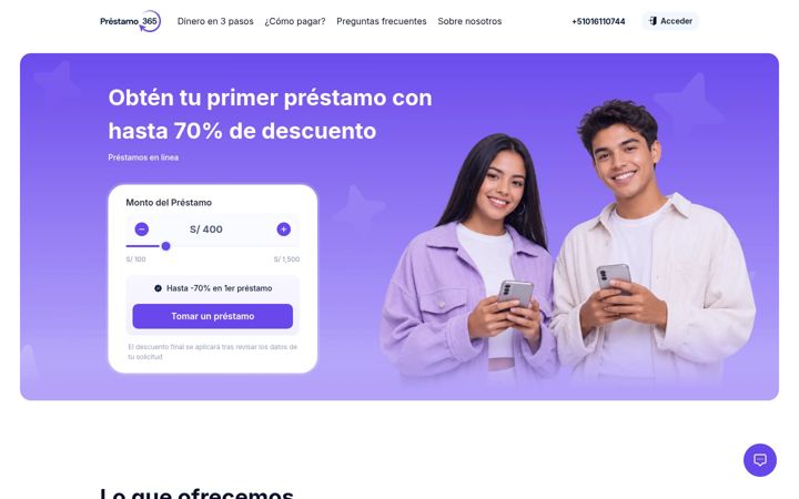 Screenshot of prestamo365.pe
