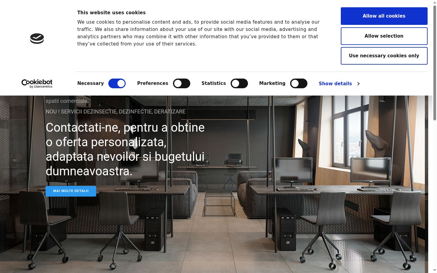 Captura de pantalla del banner de consentimiento mostrado antes de cualquier interacción