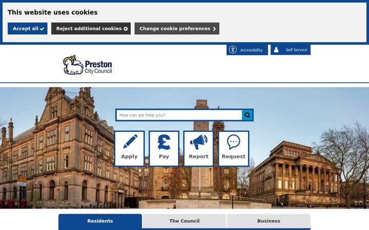 Captura de ecrã de preston.gov.uk