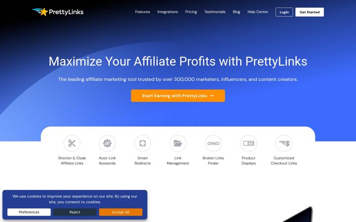 Screenshot of prettylinks.com