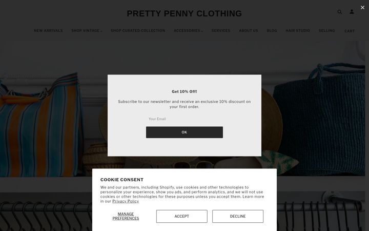 Screenshot of prettypennyclothing.com