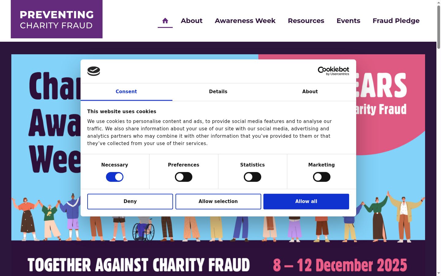 Screenshot of the consent banner shown before any interaction