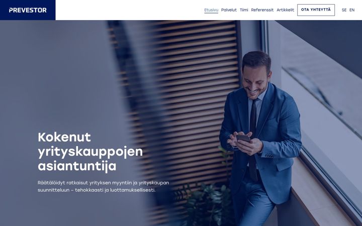 Skjámynd af prevestor.fi