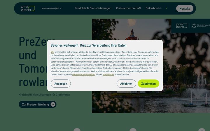 Screenshot of prezero.com