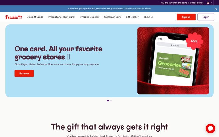 Screenshot of prezzee.com
