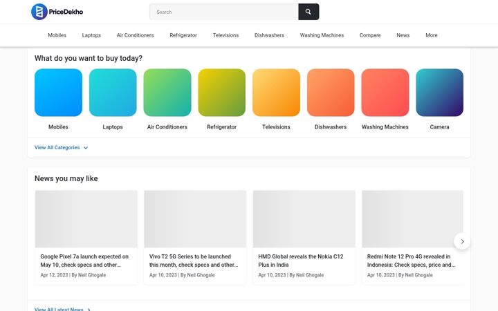 Screenshot of pricedekho.com