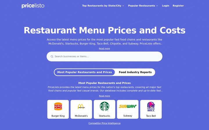 Screenshot of pricelisto.com