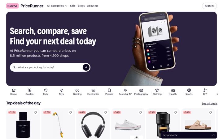 Screenshot von pricerunner.com