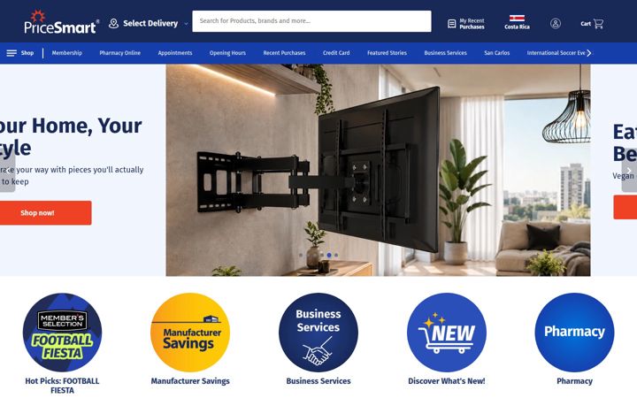 Screenshot stránky pricesmart.com