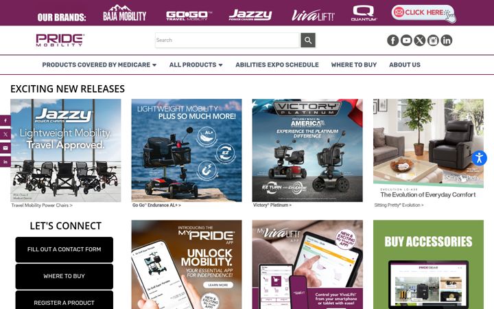 Screenshot of pridemobility.com