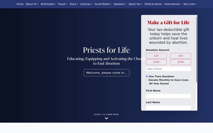 Screenshot of priestsforlife.org