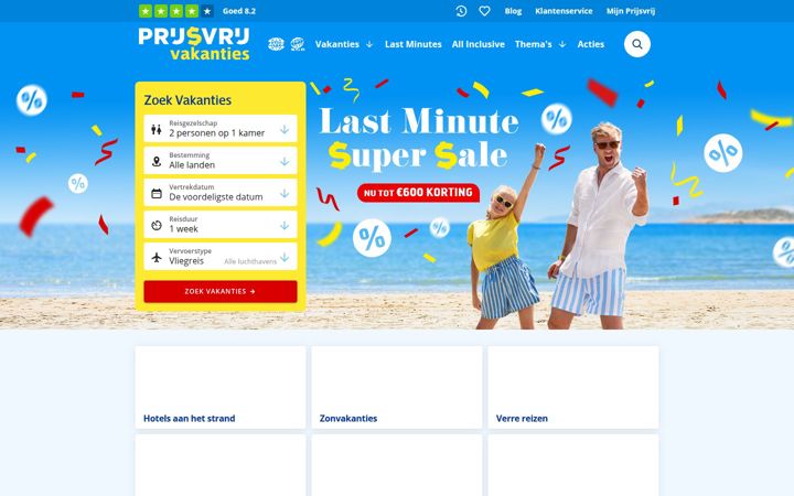 Screenshot of prijsvrij.nl