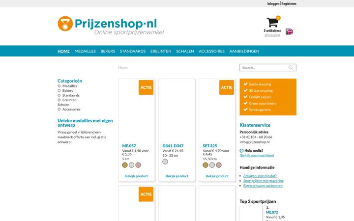 Posnetek zaslona prijzenshop.nl