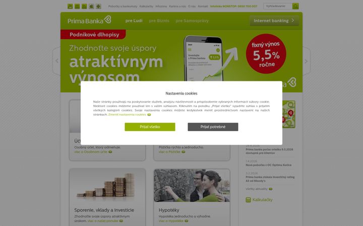 Screenshot of primabanka.sk