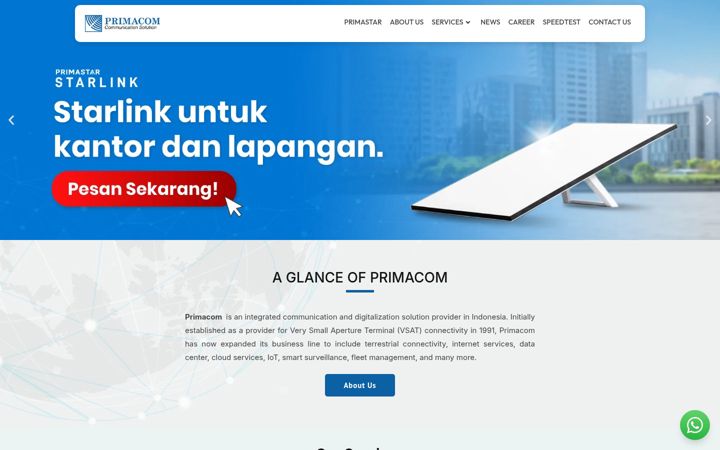 Screenshot of primacom.id