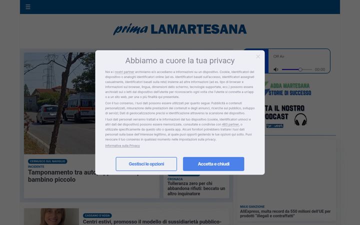 Screenshot di primalamartesana.it