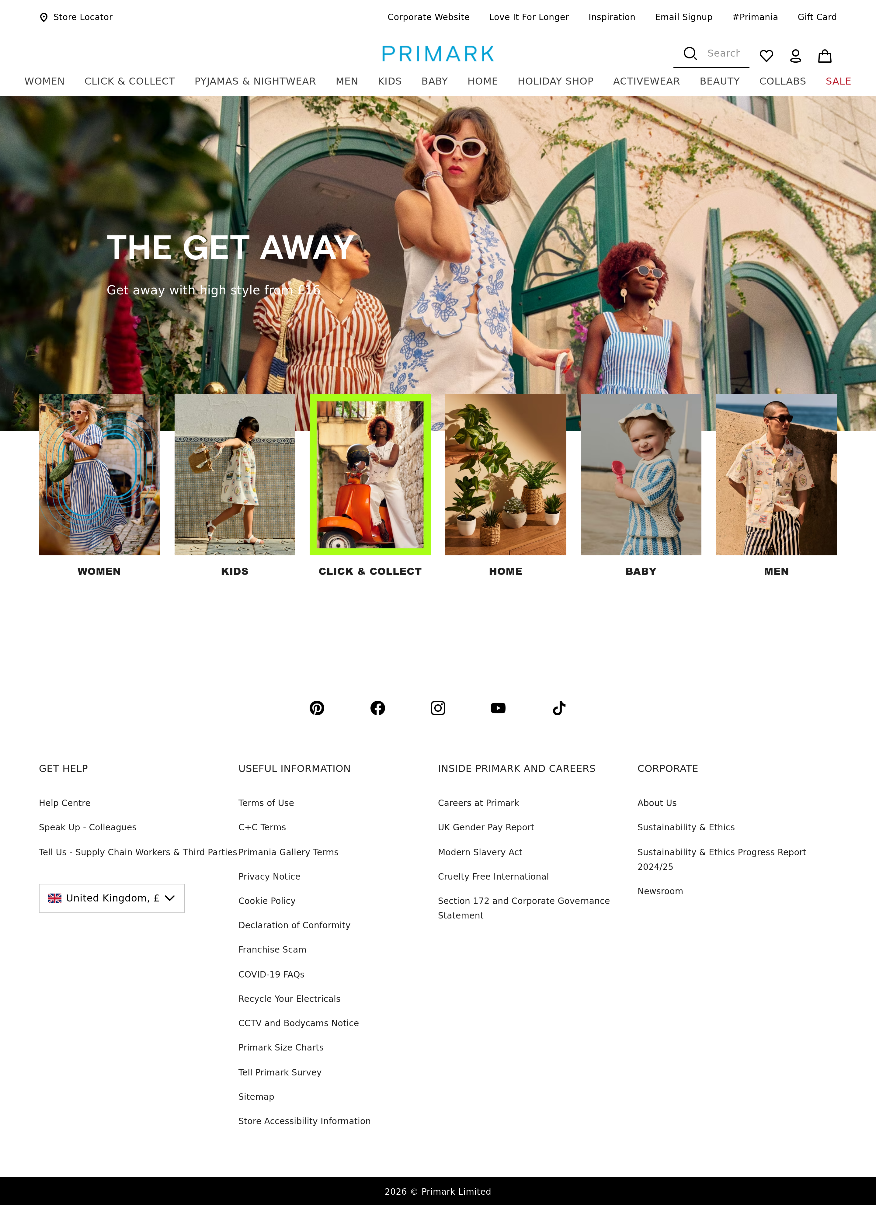 Screenshot of primark.com