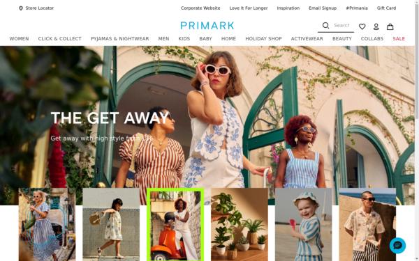 Screenshot of primark.com
