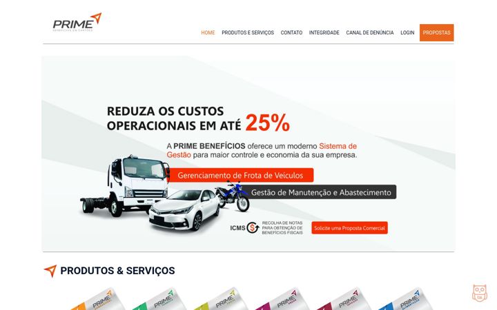 Screenshot of primebeneficios.com.br