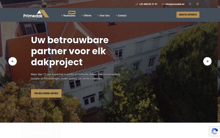 Screenshot stránky primedak.be