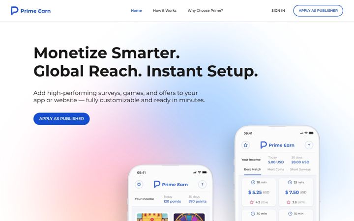 Screenshot ta' primeearn.com