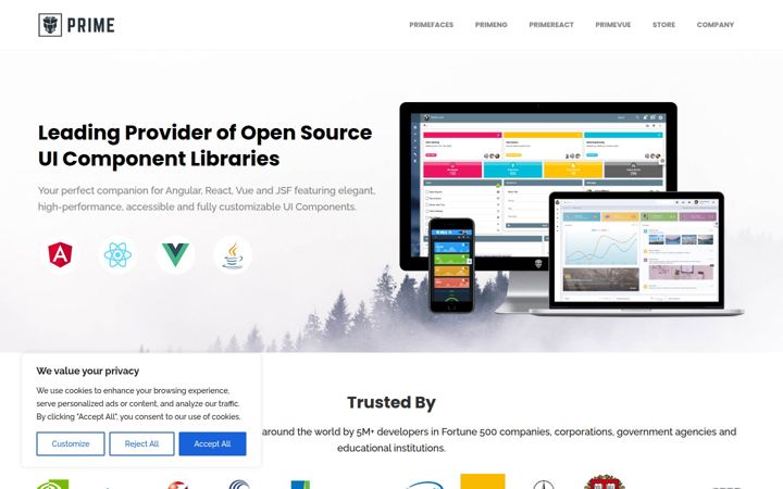 Snímek obrazovky primefaces.org