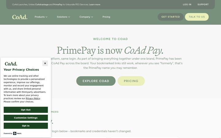 Screenshot of primepay.com