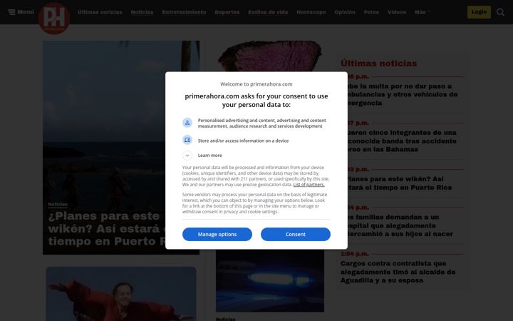 Screenshot ta' primerahora.com