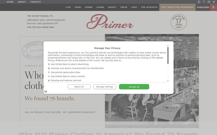 Screenshot of primermagazine.com