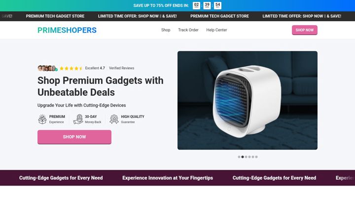 Screenshot of primeshopers.com