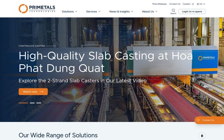Ekraanipilt saidist primetals.com