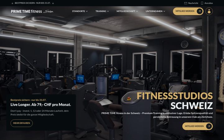 Screenshot of primetimefitness.ch