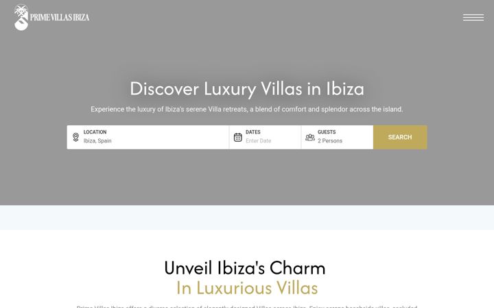 Screenshot of primevillasibiza.com