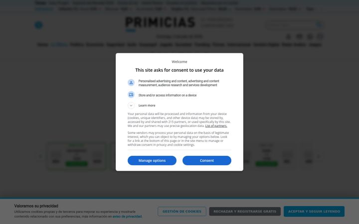 Screenshot of primicias.ec