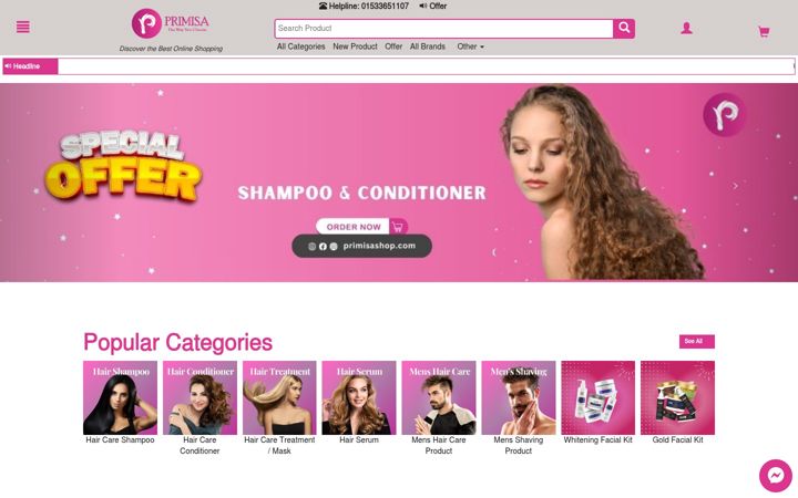 Screenshot of primisashop.com